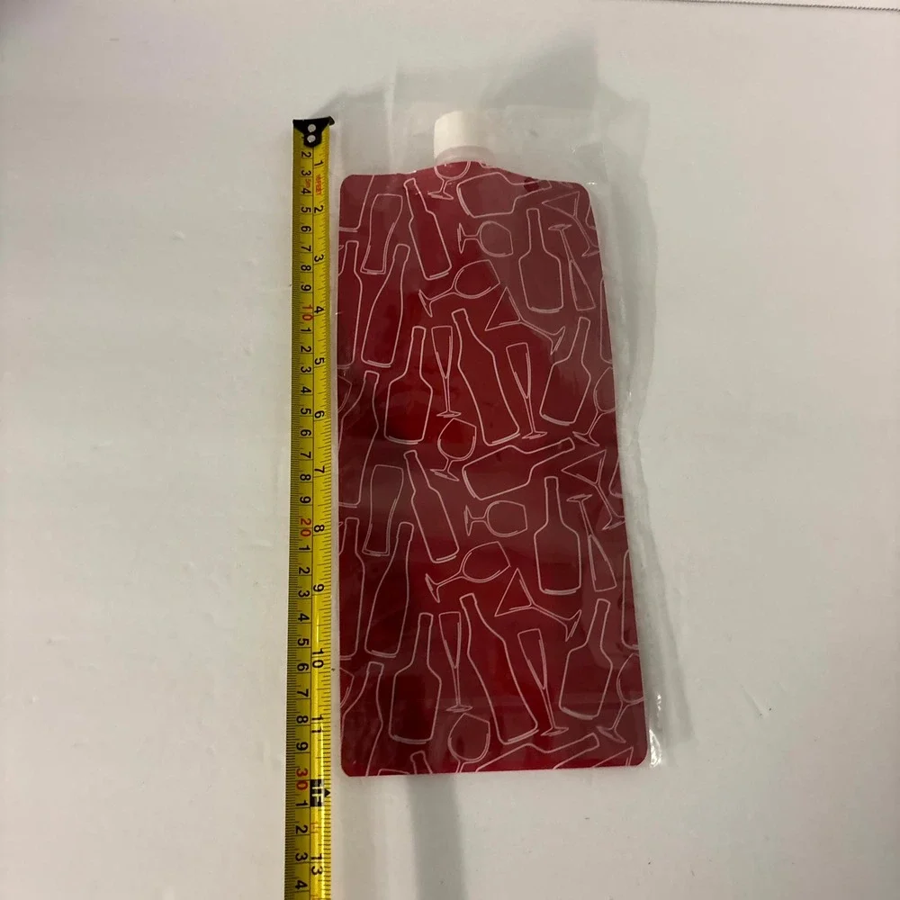 750ml Collapsible Wine Flask Pouch Red Reusable Foldable Travel Drink Bag Cap